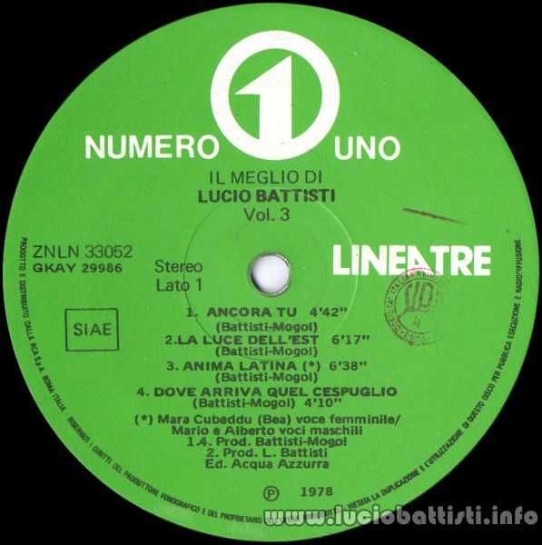 Lucio Battisti - Ancora tu, Copertina disco vinile 45 giri …